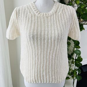 Banana Republic White Thick Chunky Knit Cotton & Nylon Cozy Earthy Sweater - Med